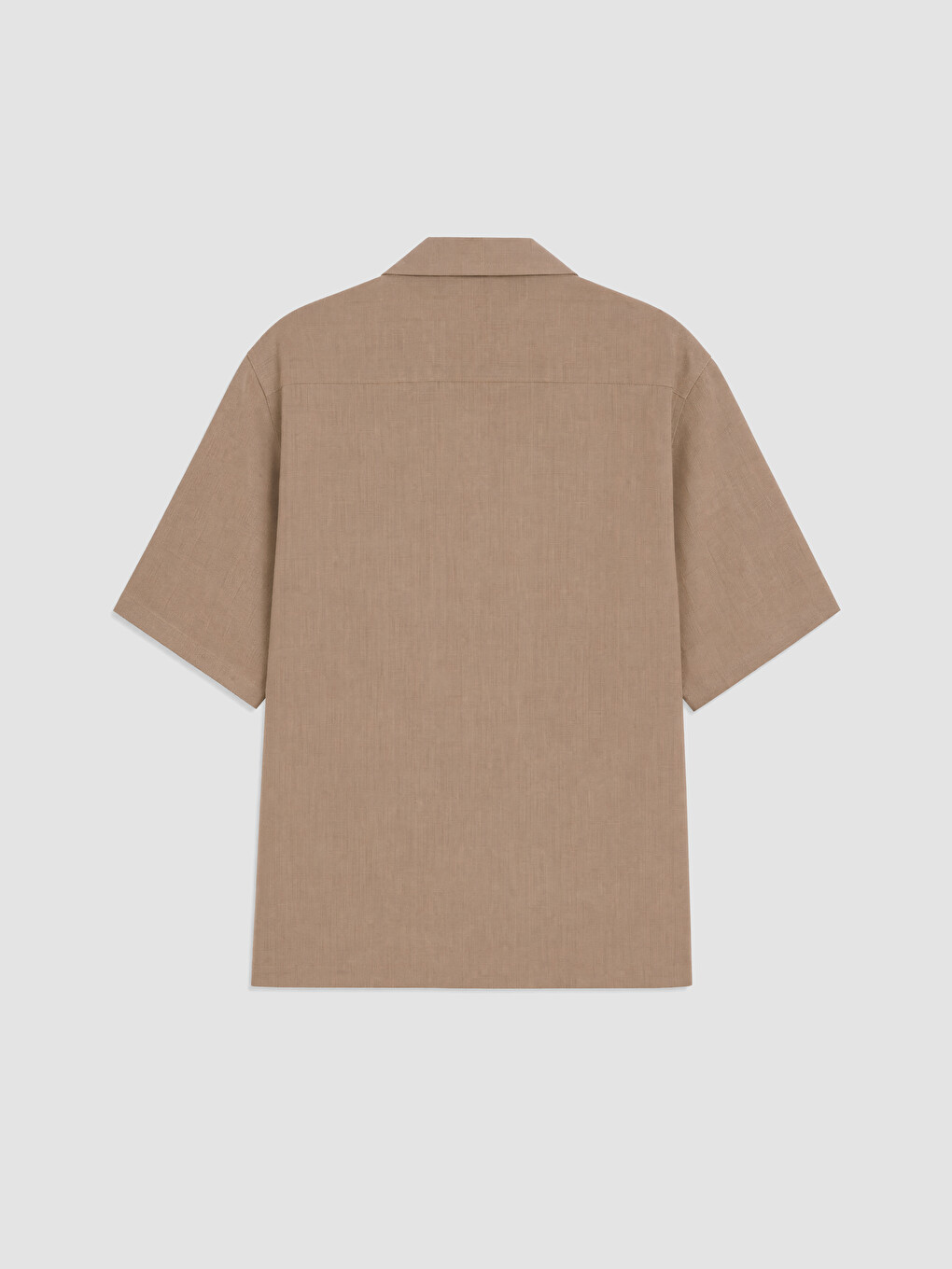 Bej Loose Fit %100 Keten Erkek Gömlek-6