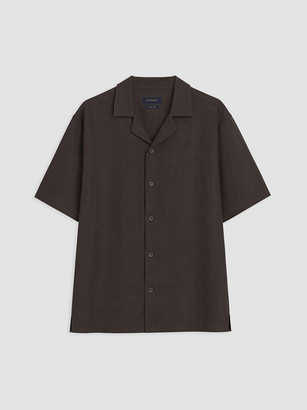 Kahverengi Loose Fit %100 Keten Erkek Gömlek