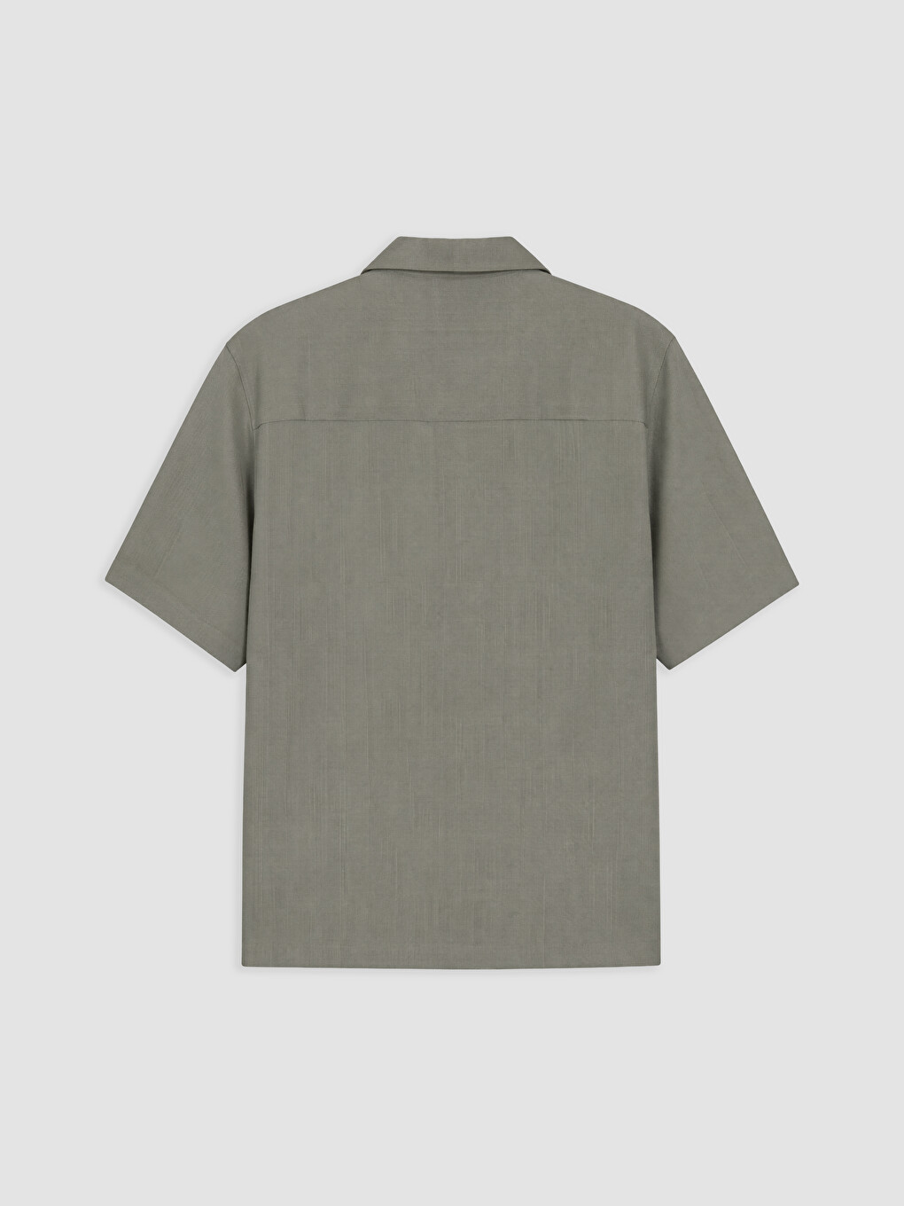 Haki Loose Fit %100 Keten Erkek Gömlek-1