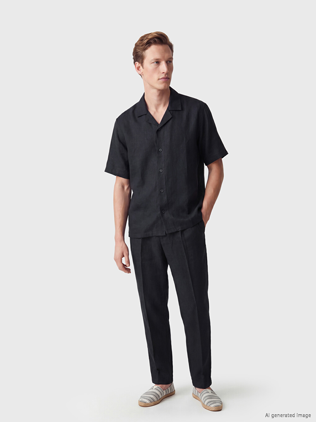 Loose Fit %100 Linen Men's Shirt-1