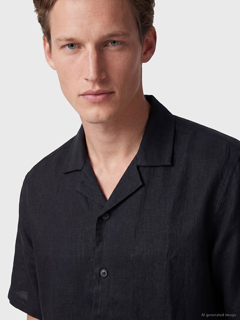 Loose Fit %100 Linen Men's Shirt-2