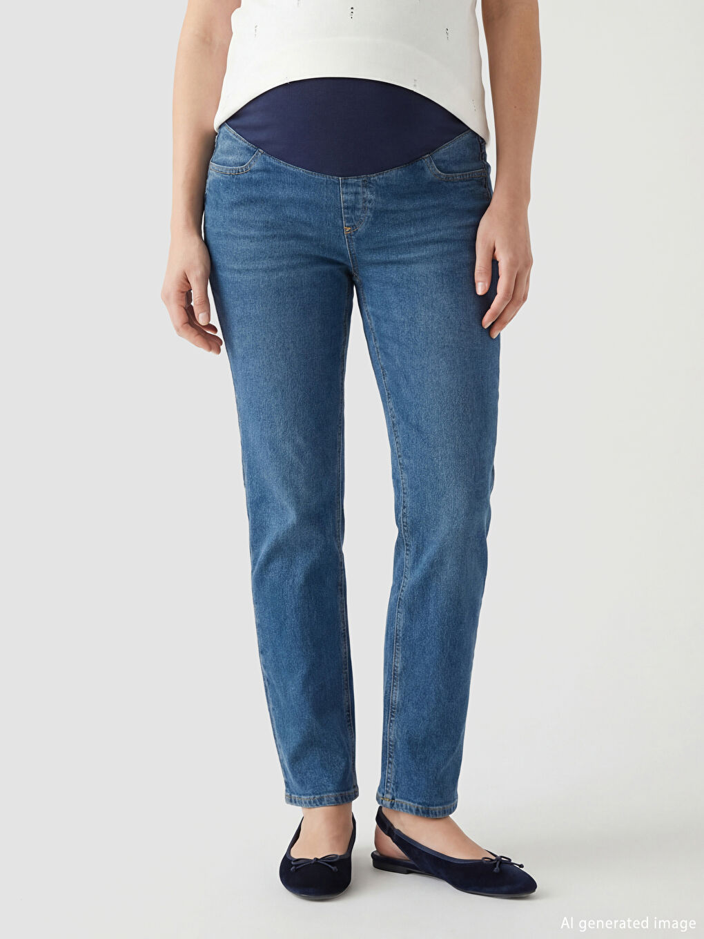 Maternity Straight Fit Jeans with Tummy Panel-3