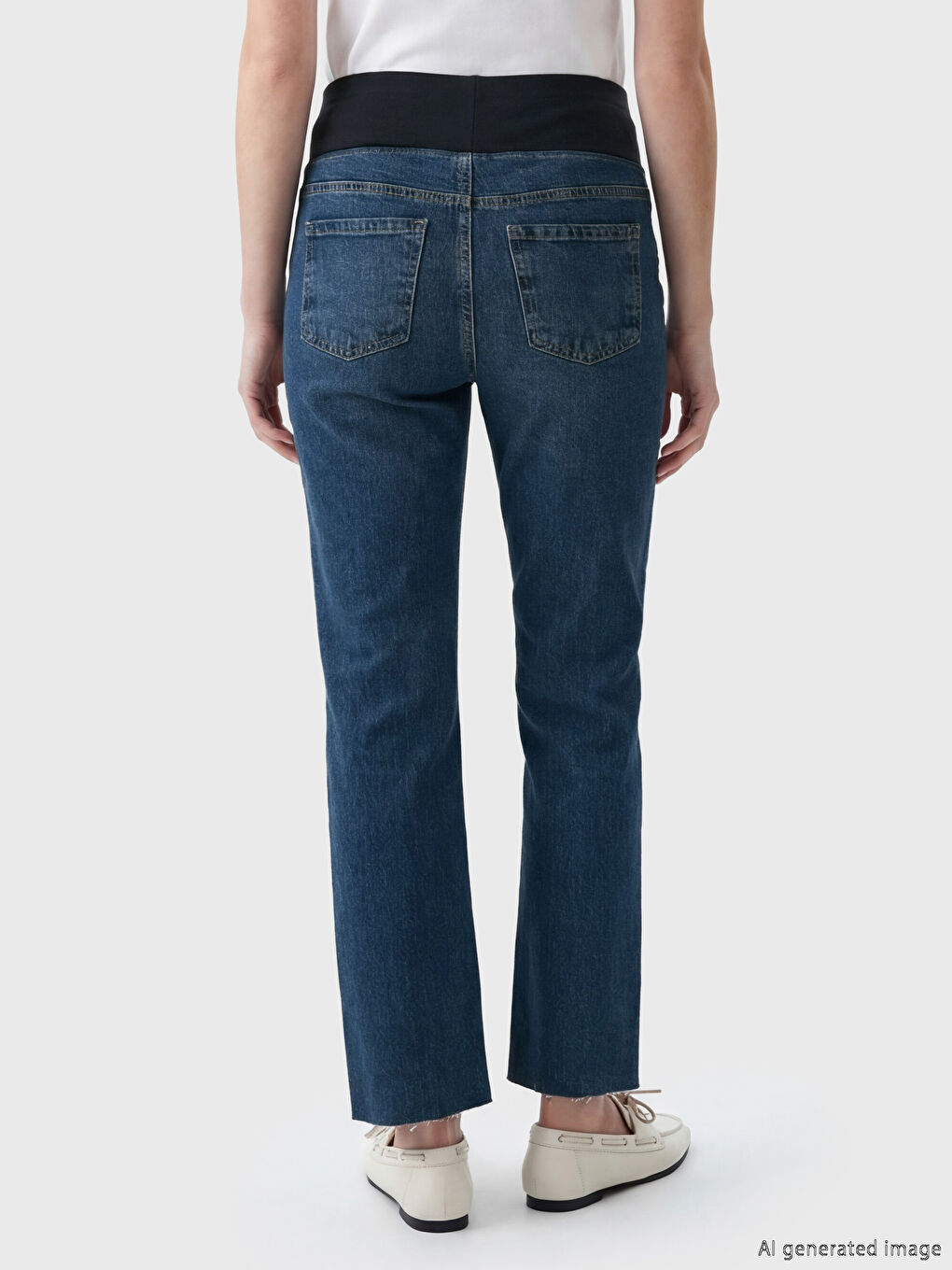 جينز حوامل بقصة مستقيمة ولوحة بطن-2