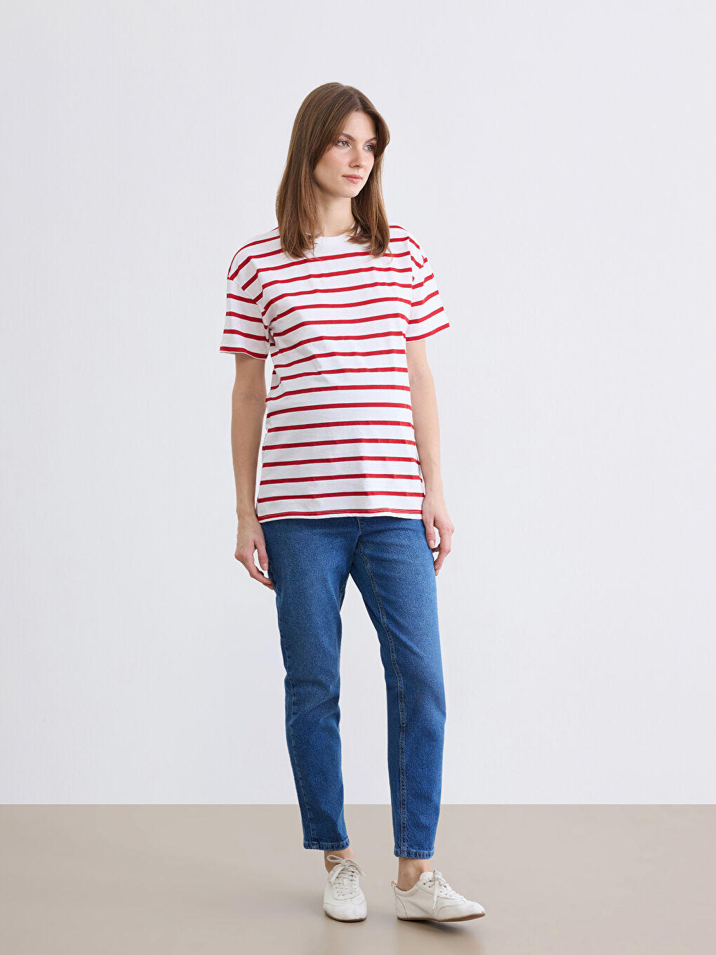 İndigo Karın Panelli Slim Mom Hamile Jean Pantolon