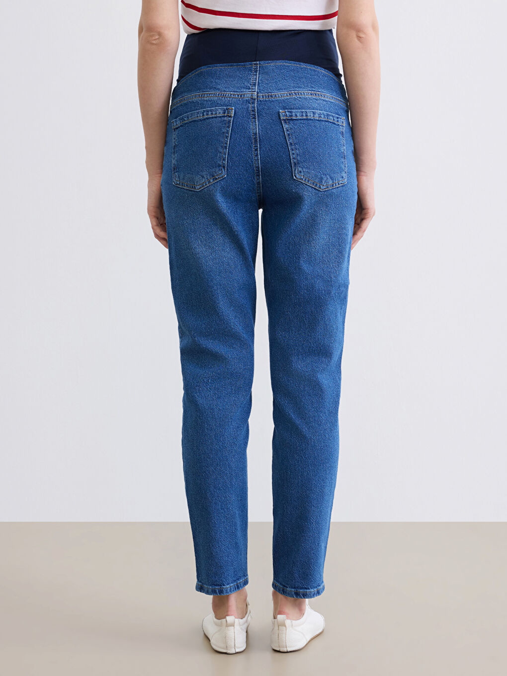 İndigo Karın Panelli Slim Mom Hamile Jean Pantolon-3