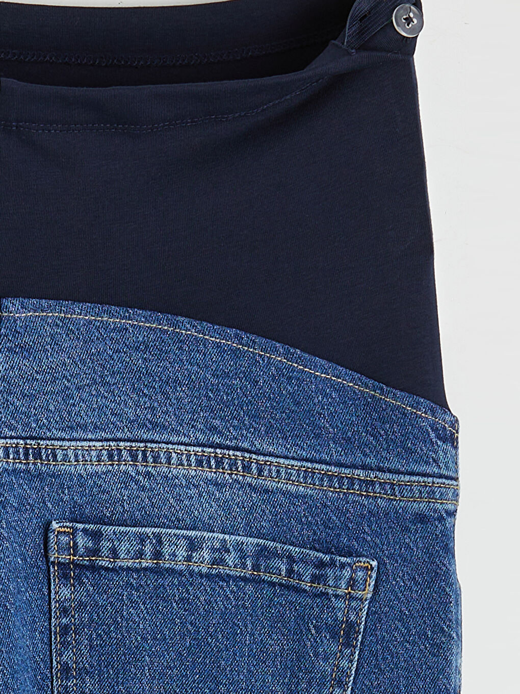 İndigo Karın Panelli Slim Mom Hamile Jean Pantolon-3