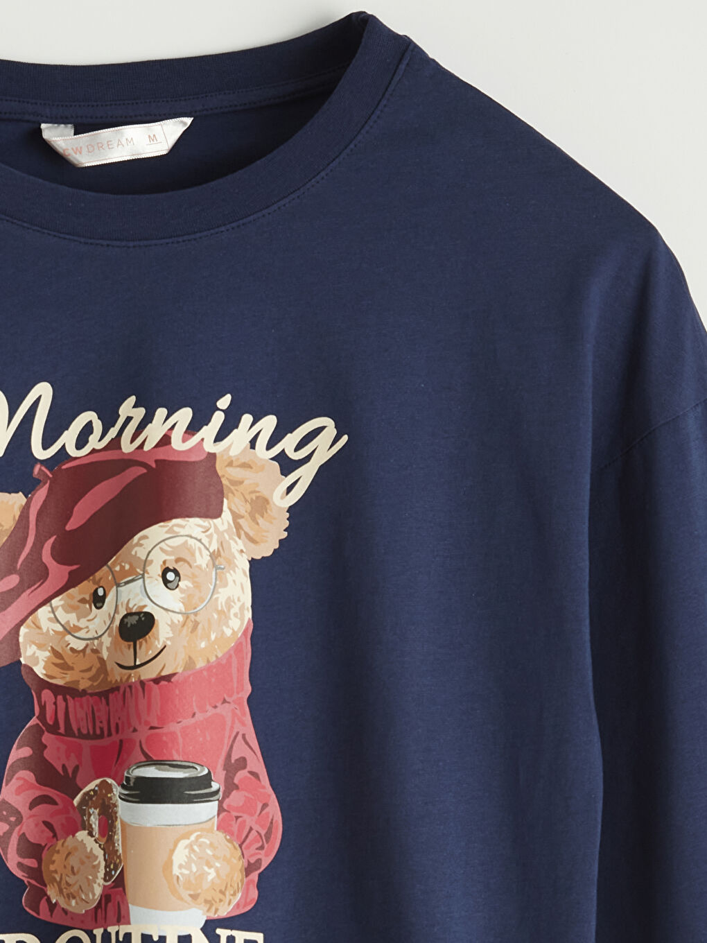 Lacivert Bisiklet Yaka Baskılı Kadın Pijama Takımı-2