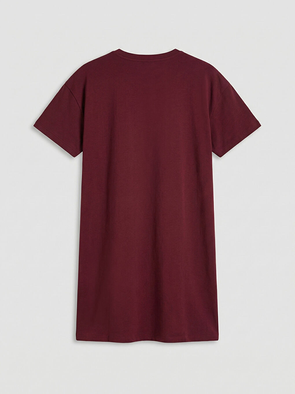 Bordo Bisiklet Yaka Ayı Teddy Baskılı Kadın Gecelik-1