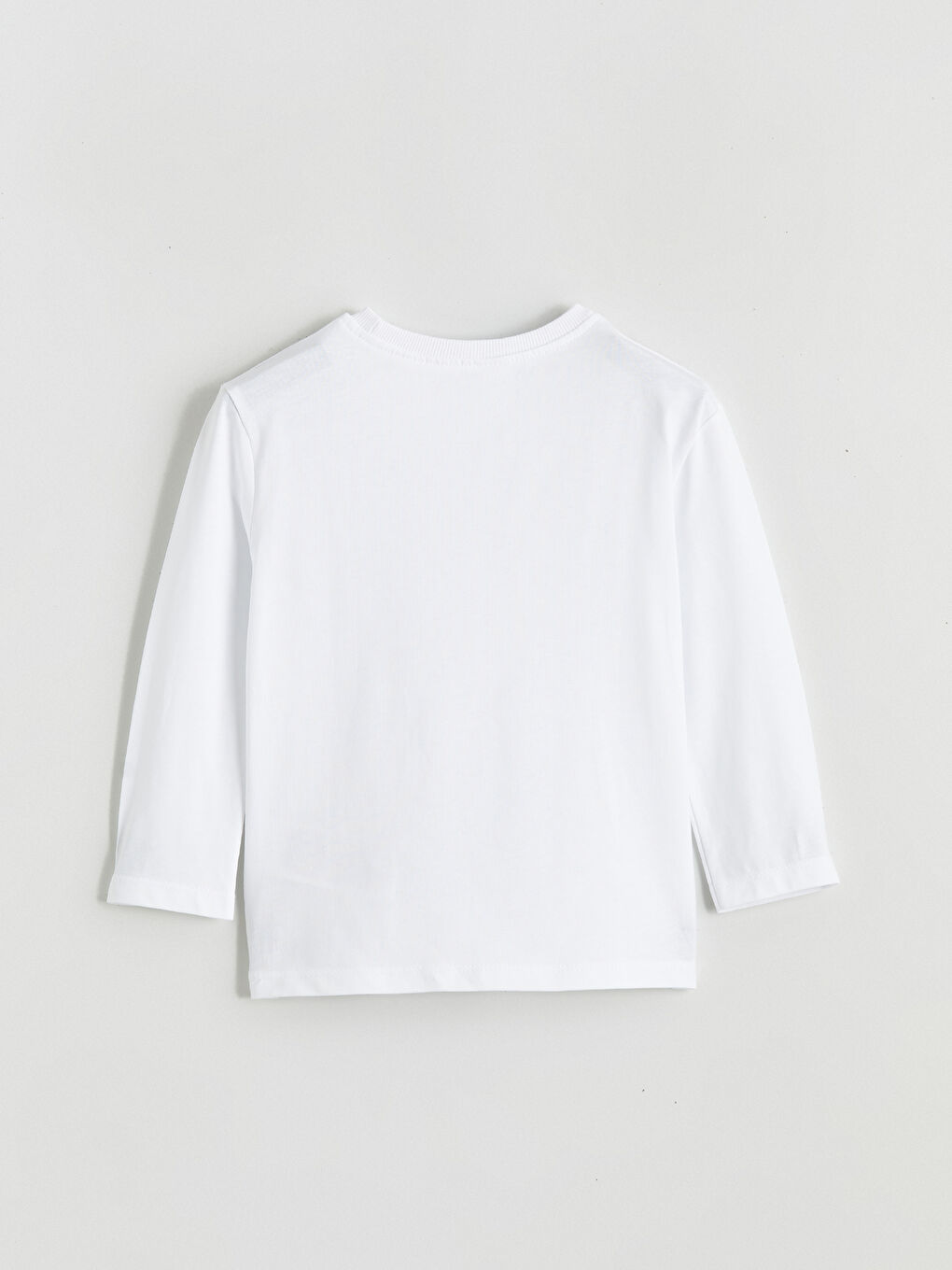 Beyaz Uzun Kollu Düz Erkek Penye Tişört-2