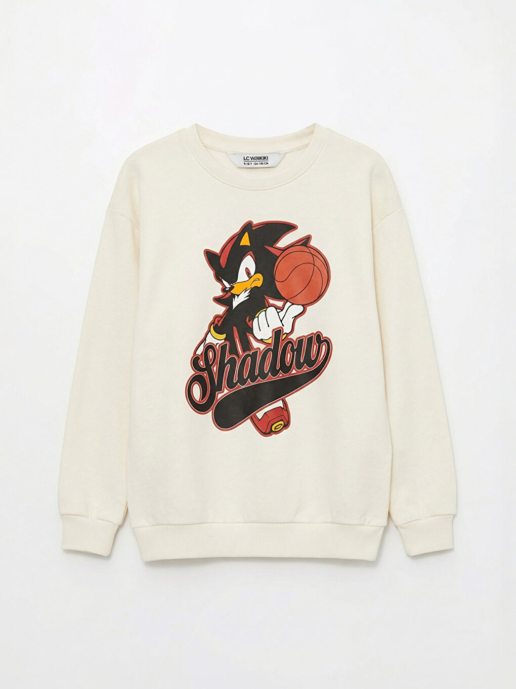 Ekru Bisiklet Yaka Sonic Baskılı Erkek Çocuk Sweatshirt