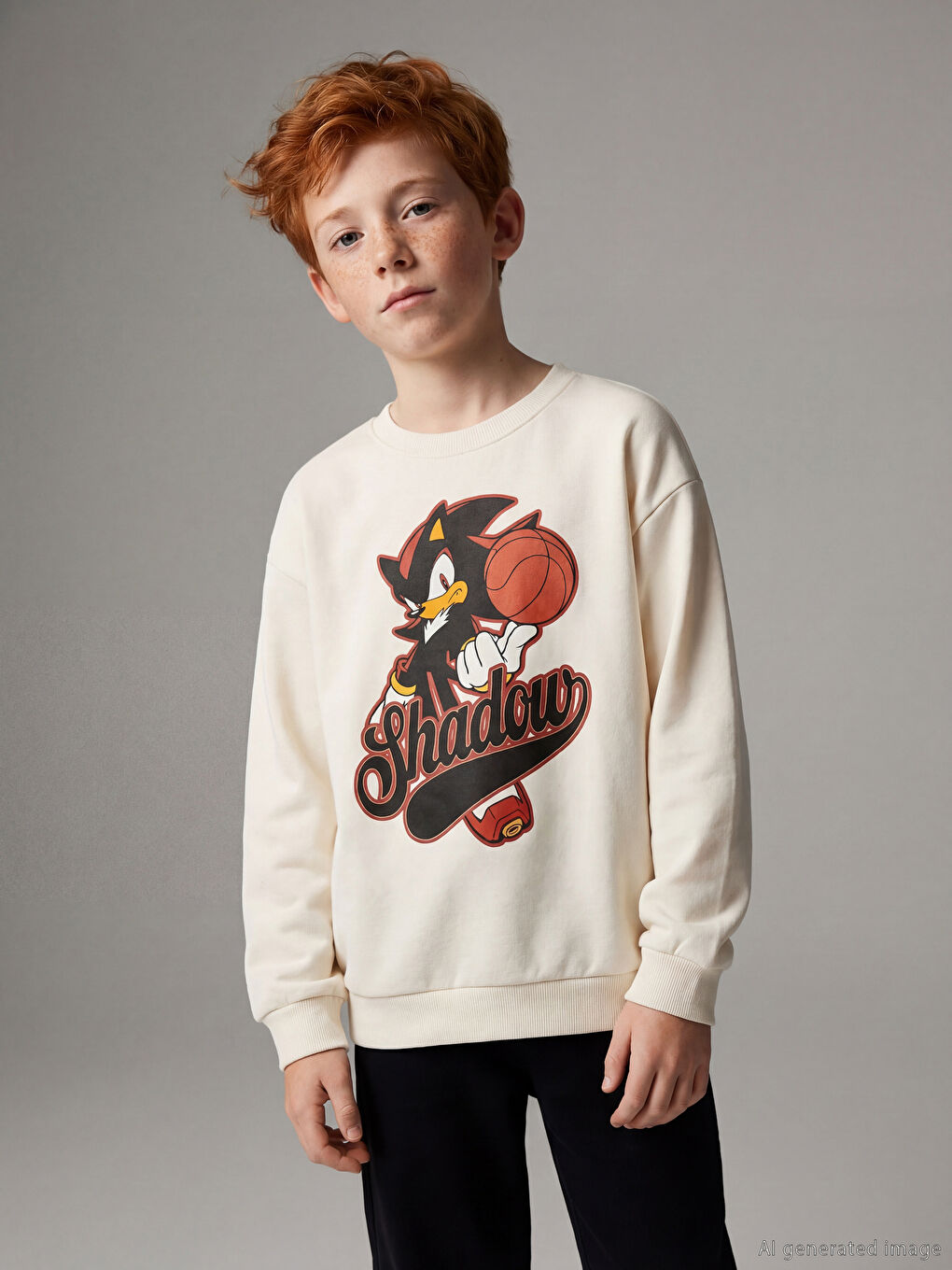 Ekru Erkek Çocuk Sonic Baskılı Eşofman Takımı-1