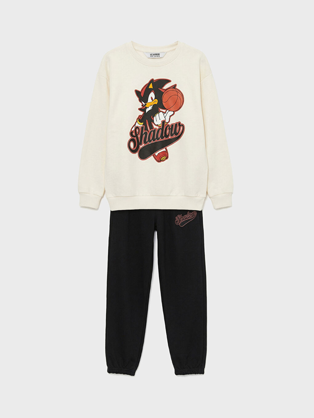 Ekru Beli Lastikli Erkek Çocuk Sonic Baskılı Eşofman Takımı