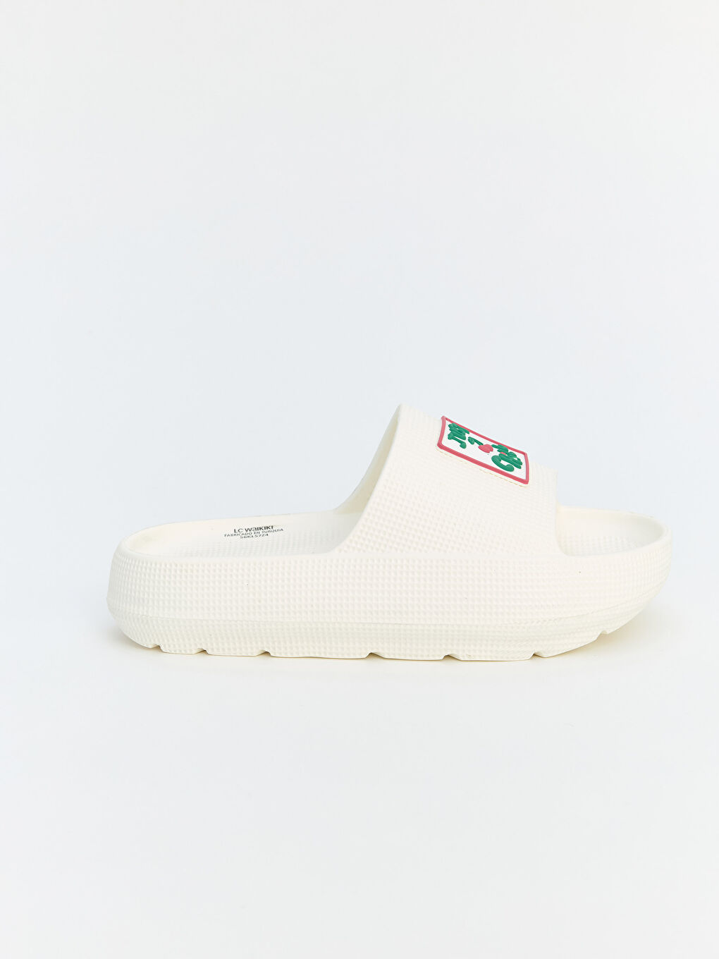 Beyaz Kız Çocuk Slogan Baskılı Terlik-1