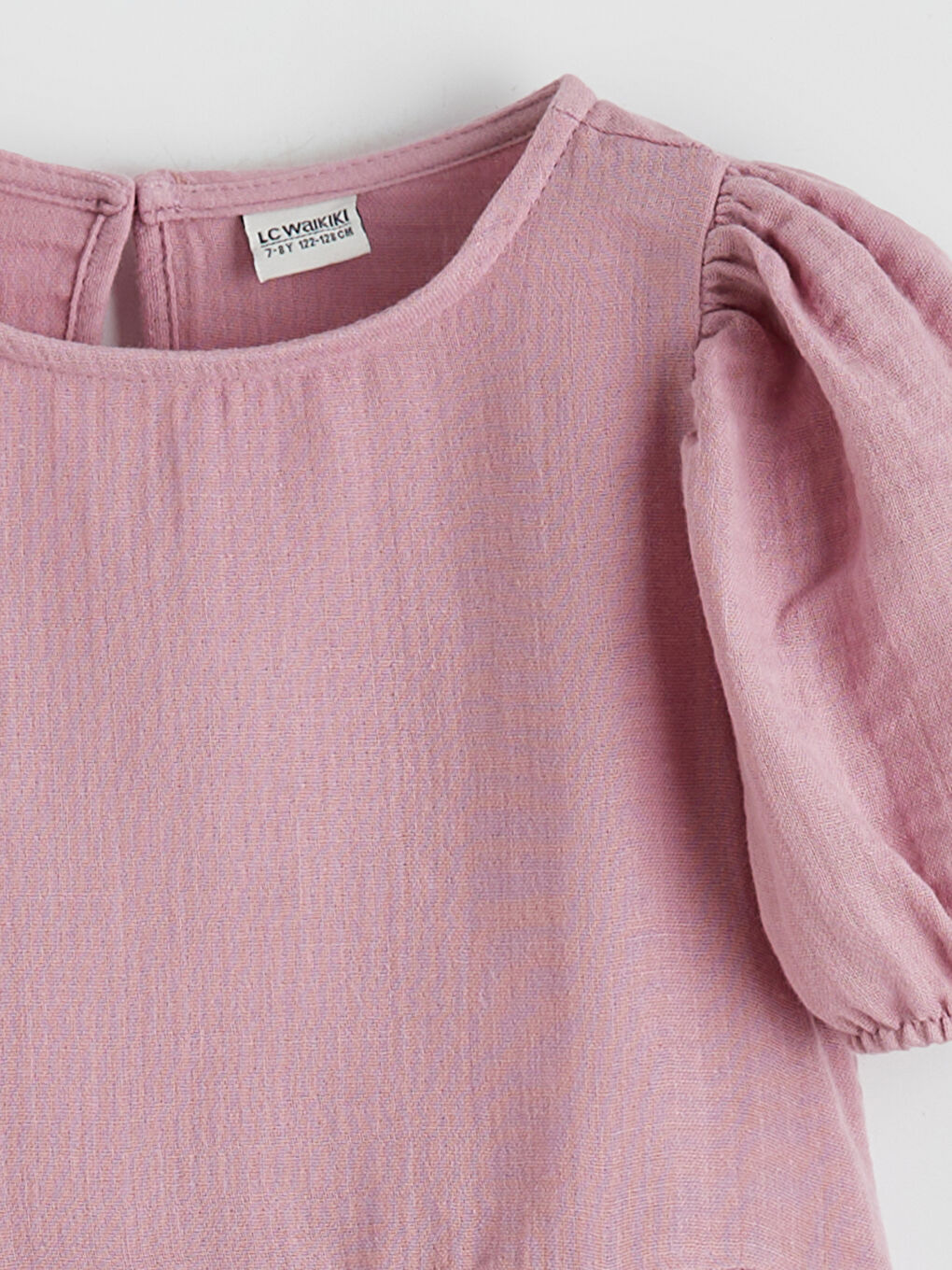 Lila Bisiklet Yaka Kısa Kollu Kız Çocuk Elbise-1