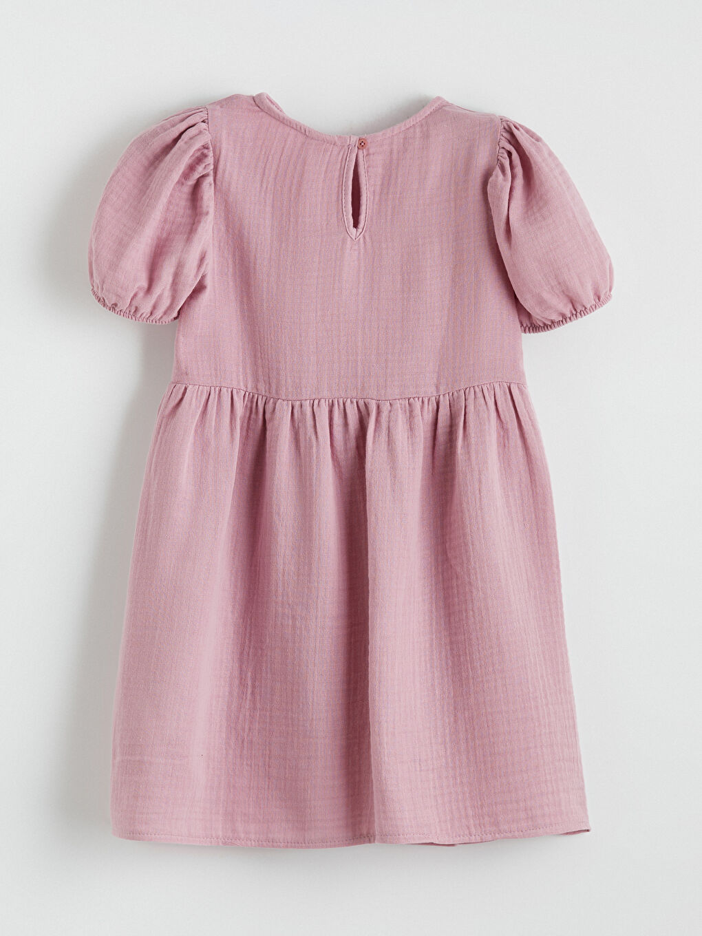 Lila Bisiklet Yaka Kısa Kollu Kız Çocuk Elbise-2