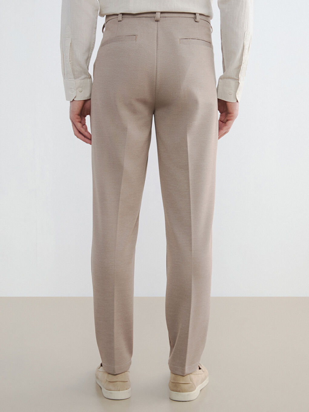 Bej Dar Kalıp Erkek Chino Pantolon-3