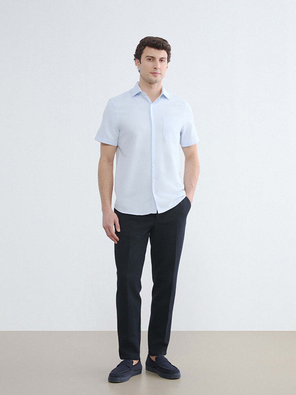 Lacivert Dar Kalıp Erkek Chino Pantolon