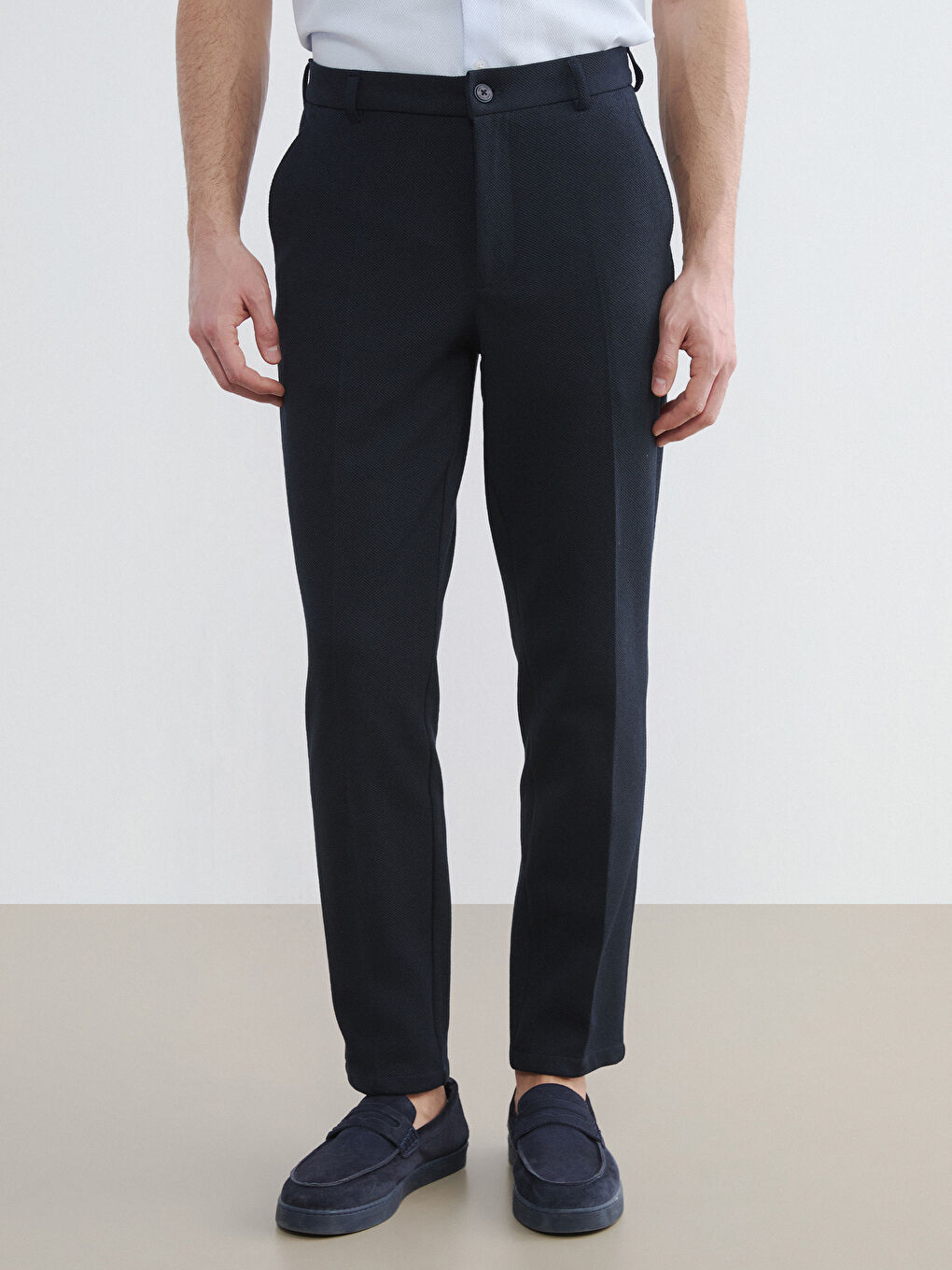 Lacivert Dar Kalıp Erkek Chino Pantolon-2