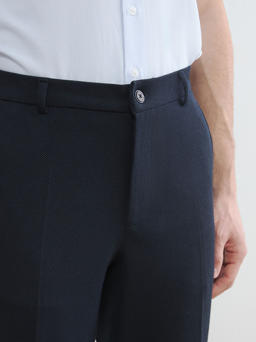 Lacivert Dar Kalıp Erkek Chino Pantolon-3