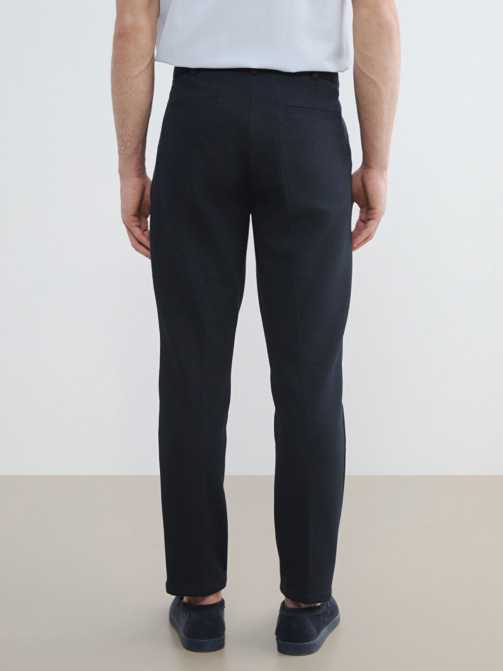 Lacivert Dar Kalıp Erkek Chino Pantolon-4