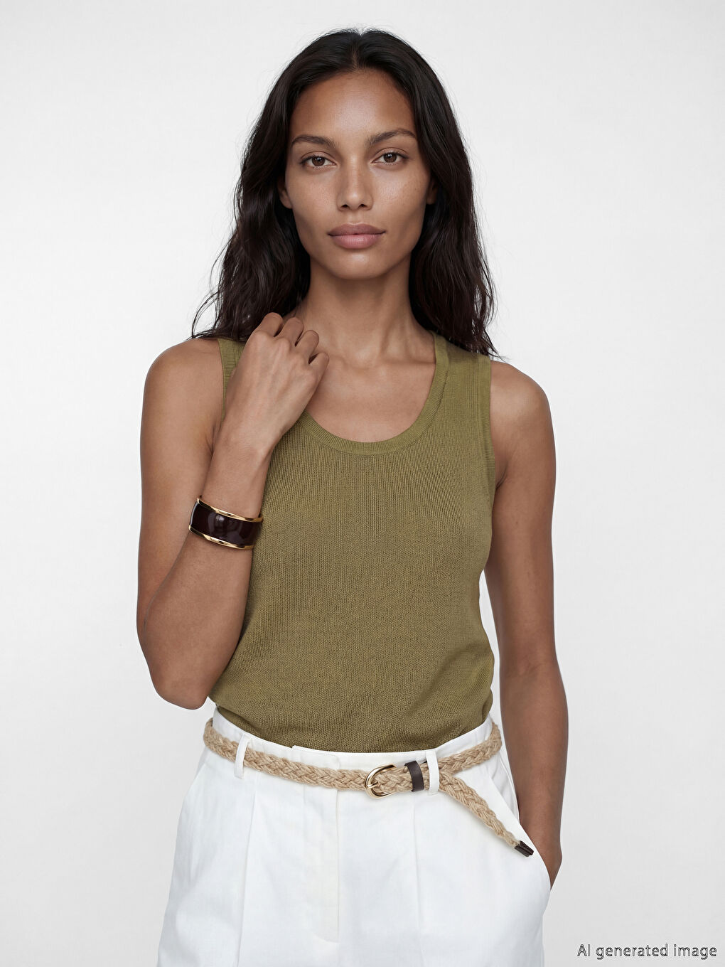 Yeşil U Yaka Kadın Triko Atlet