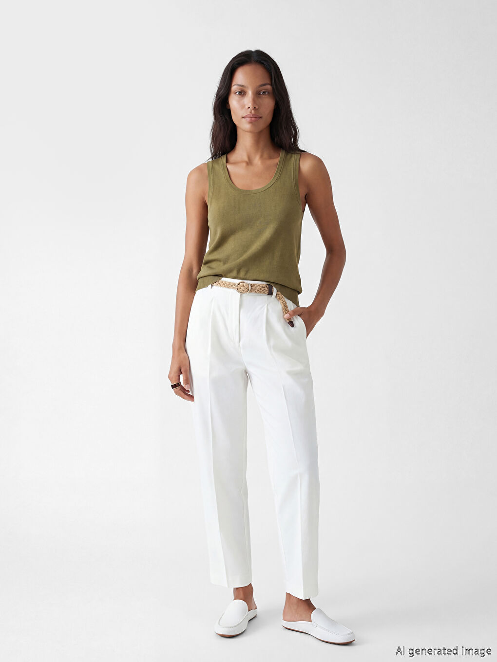 Yeşil U Yaka Kadın Triko Atlet-1