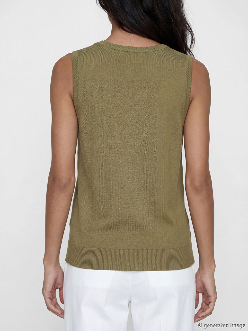 Yeşil U Yaka Kadın Triko Atlet-3