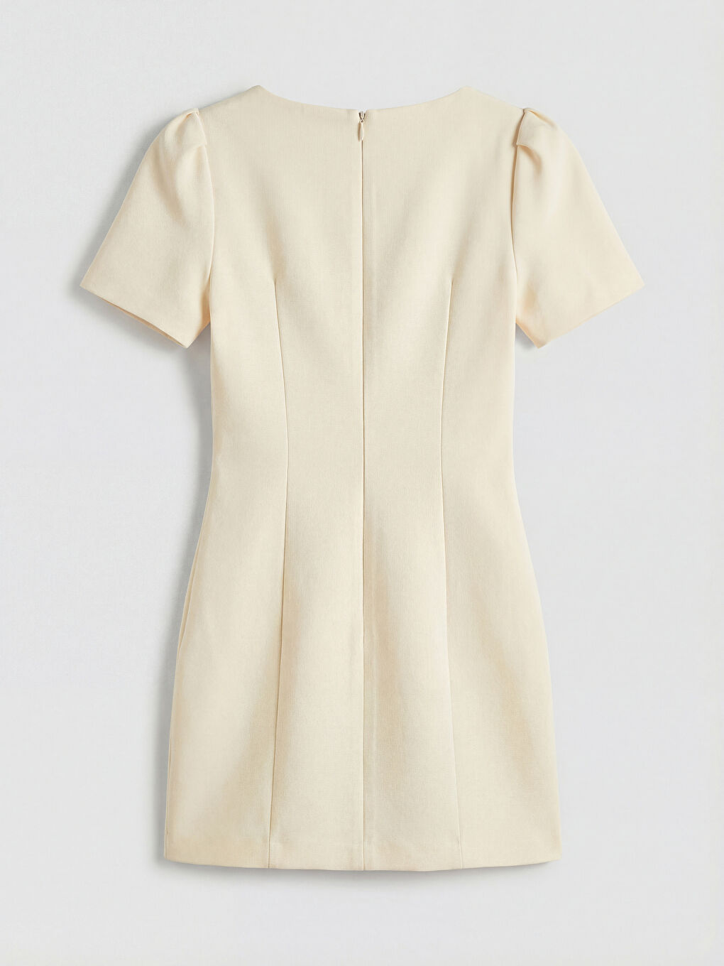 Sarı Bisiklet Yaka Karpuz Kol Mini Elbise	-1