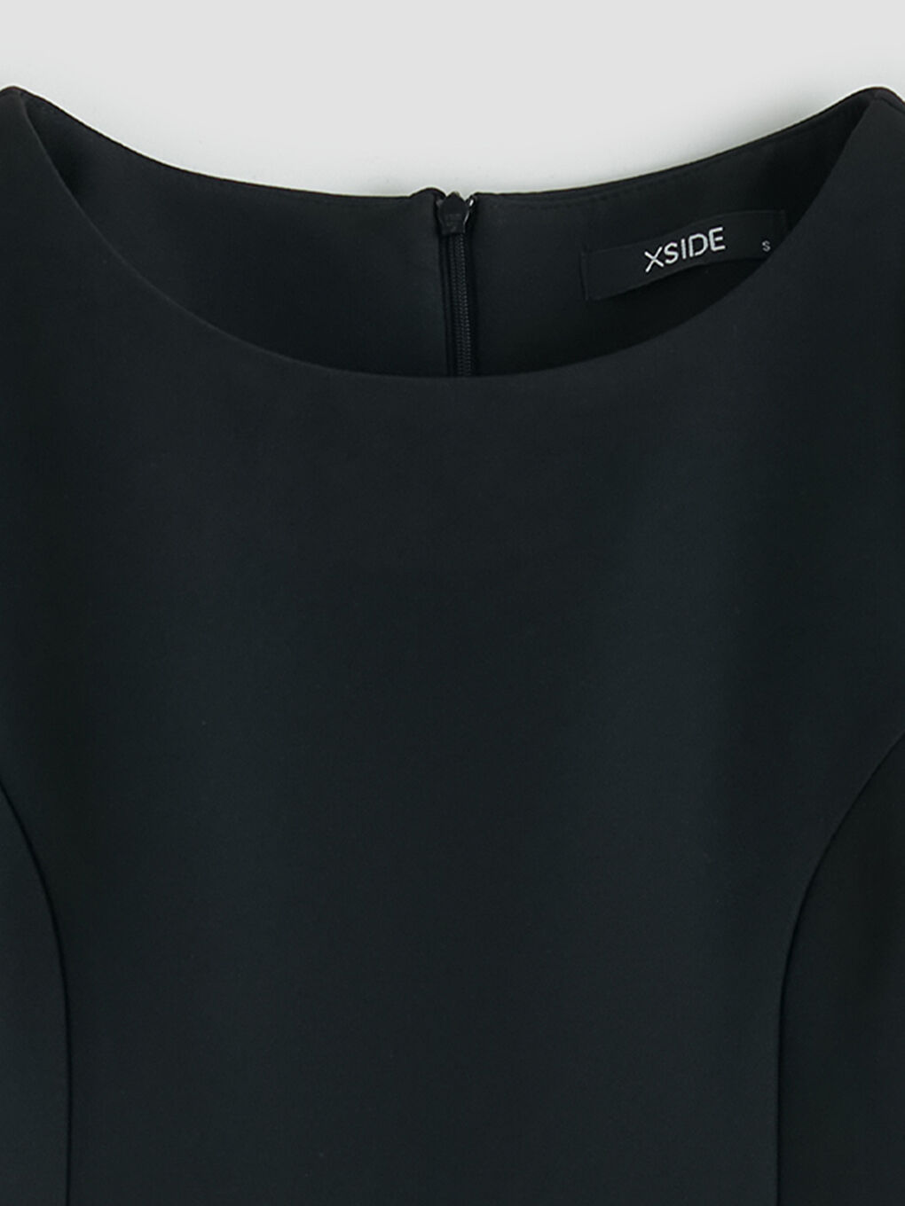 Siyah Bisiklet Yaka Karpuz Kol Mini Elbise	-2