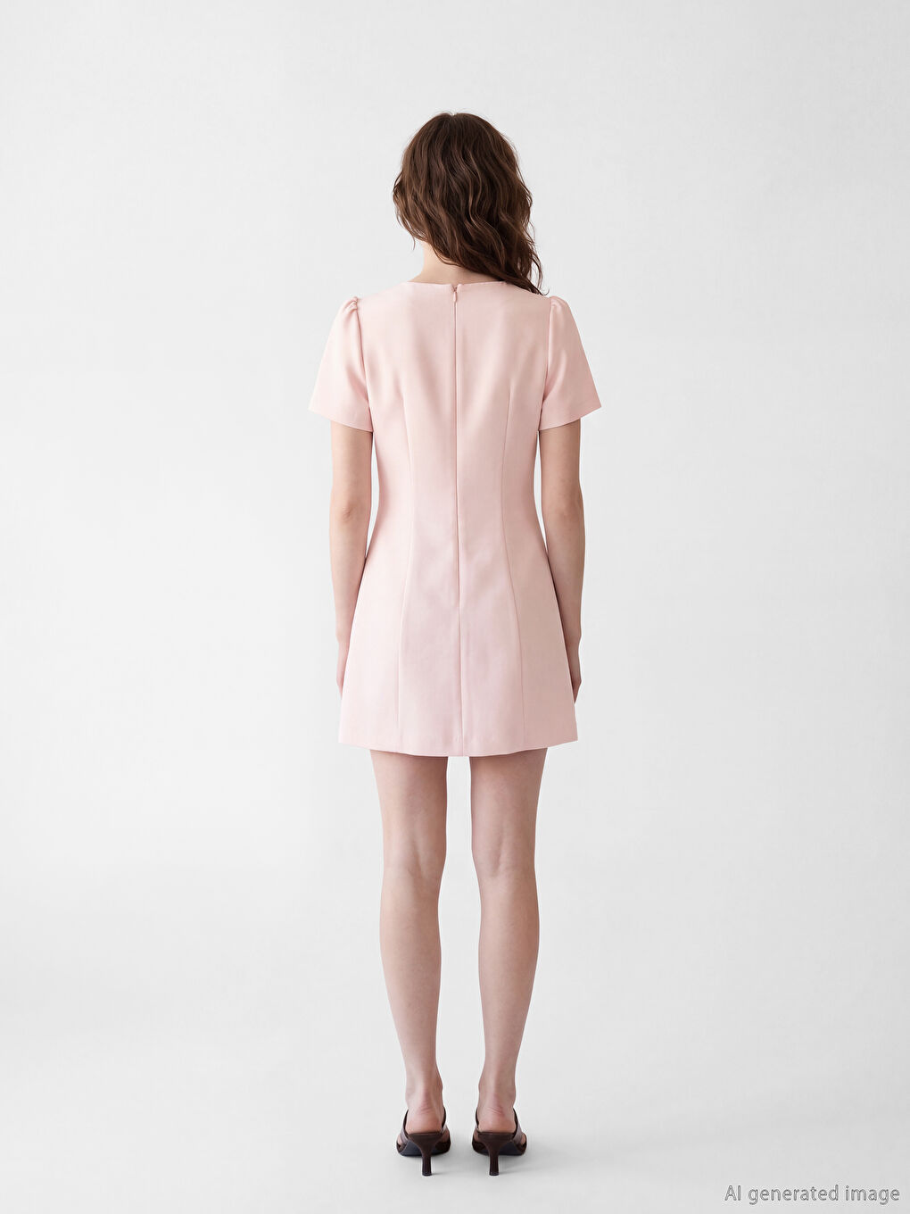 Pembe Karpuz Kol Mini Elbise-4