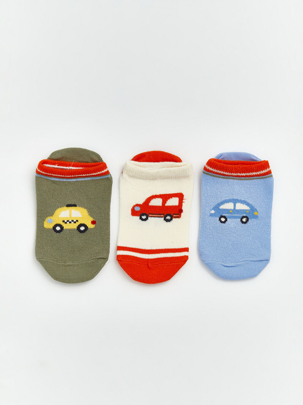 Yeşil Baskılı Erkek Bebek Patik Çorap 3'lü-1