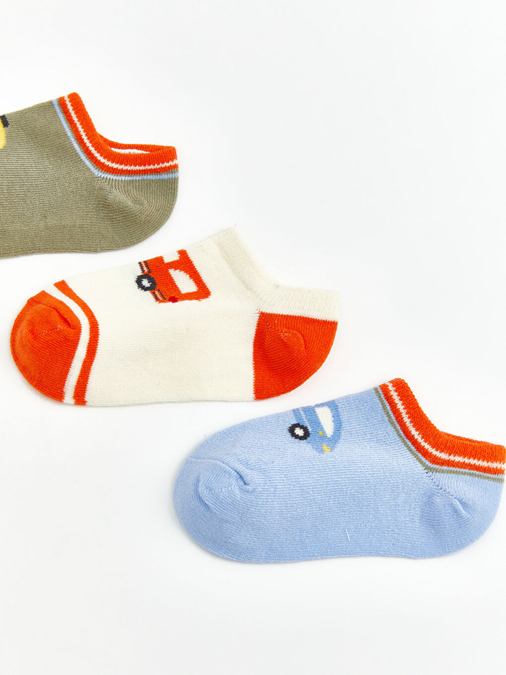 Yeşil Baskılı Erkek Bebek Patik Çorap 3'lü-2