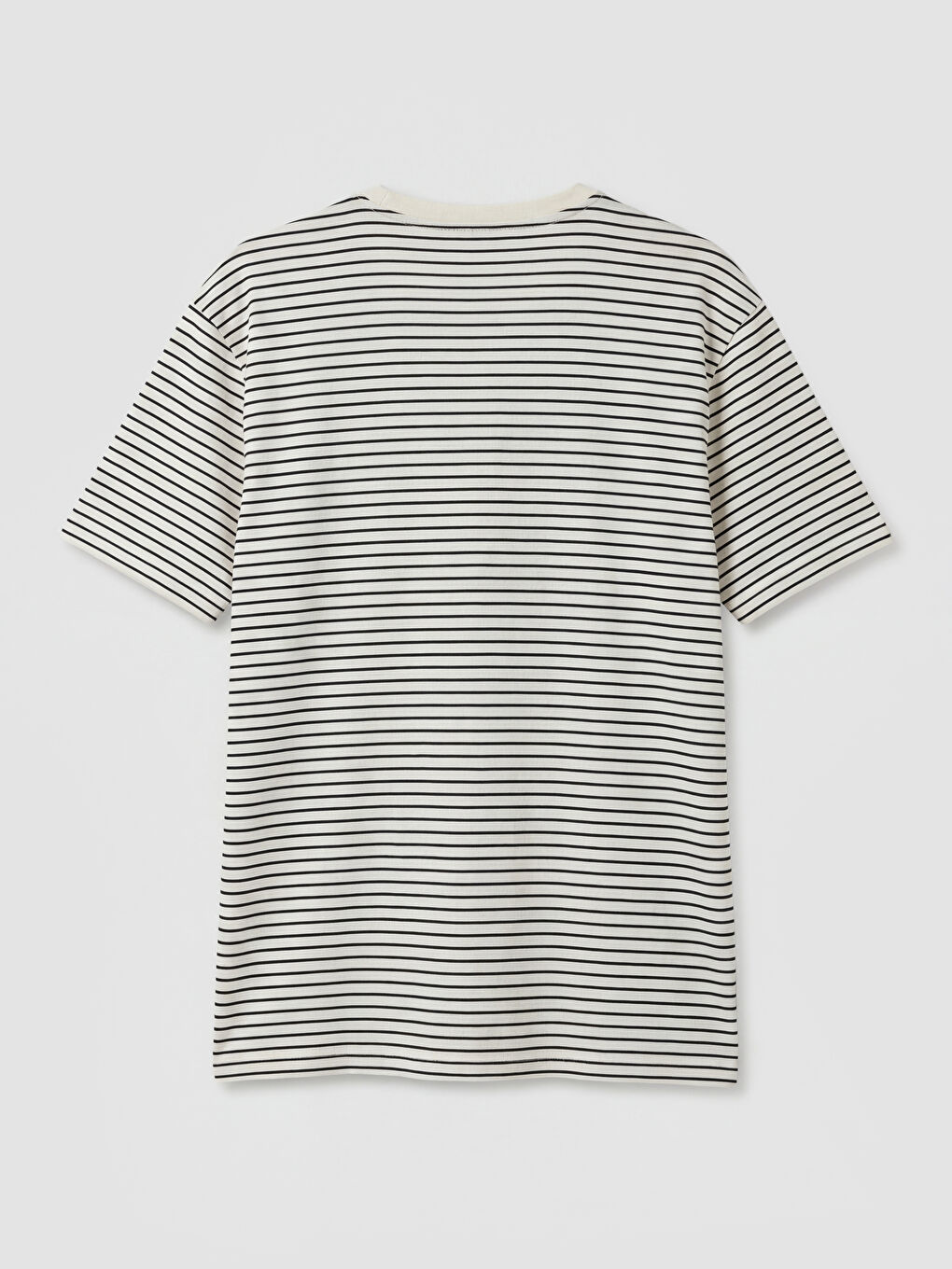 Ekru Bisiklet Yaka Çizgili Erkek Tişört-1