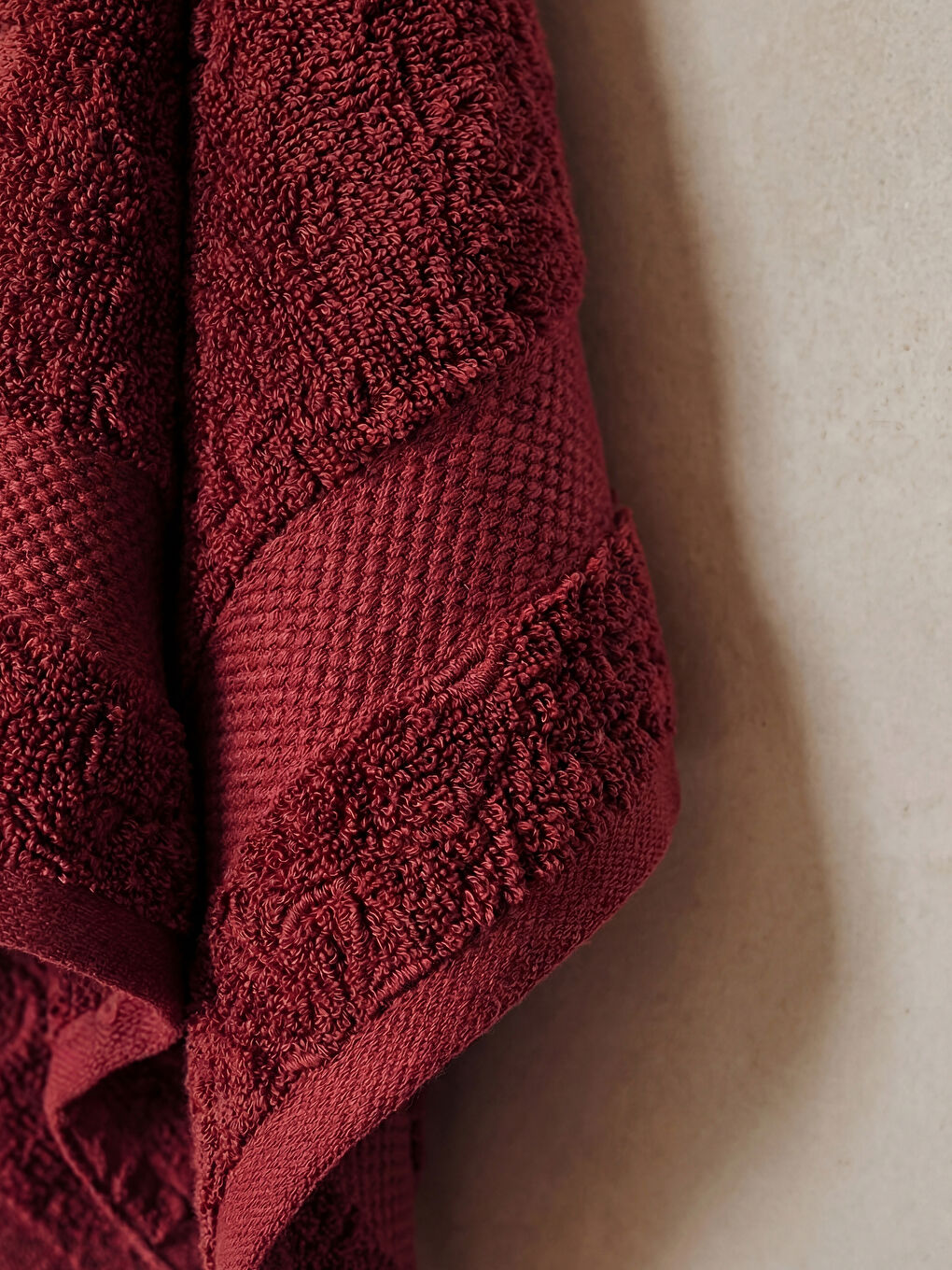 Bordo Çizgili Pamuklu Yüz Havlusu 50x80 cm-2