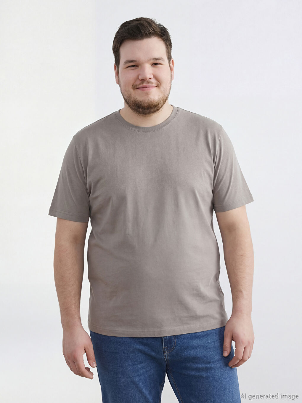 Kahverengi Bisiklet Yaka Erkek Tişört-1