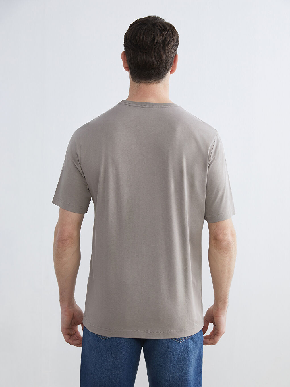 Kahverengi Bisiklet Yaka Erkek Tişört-3