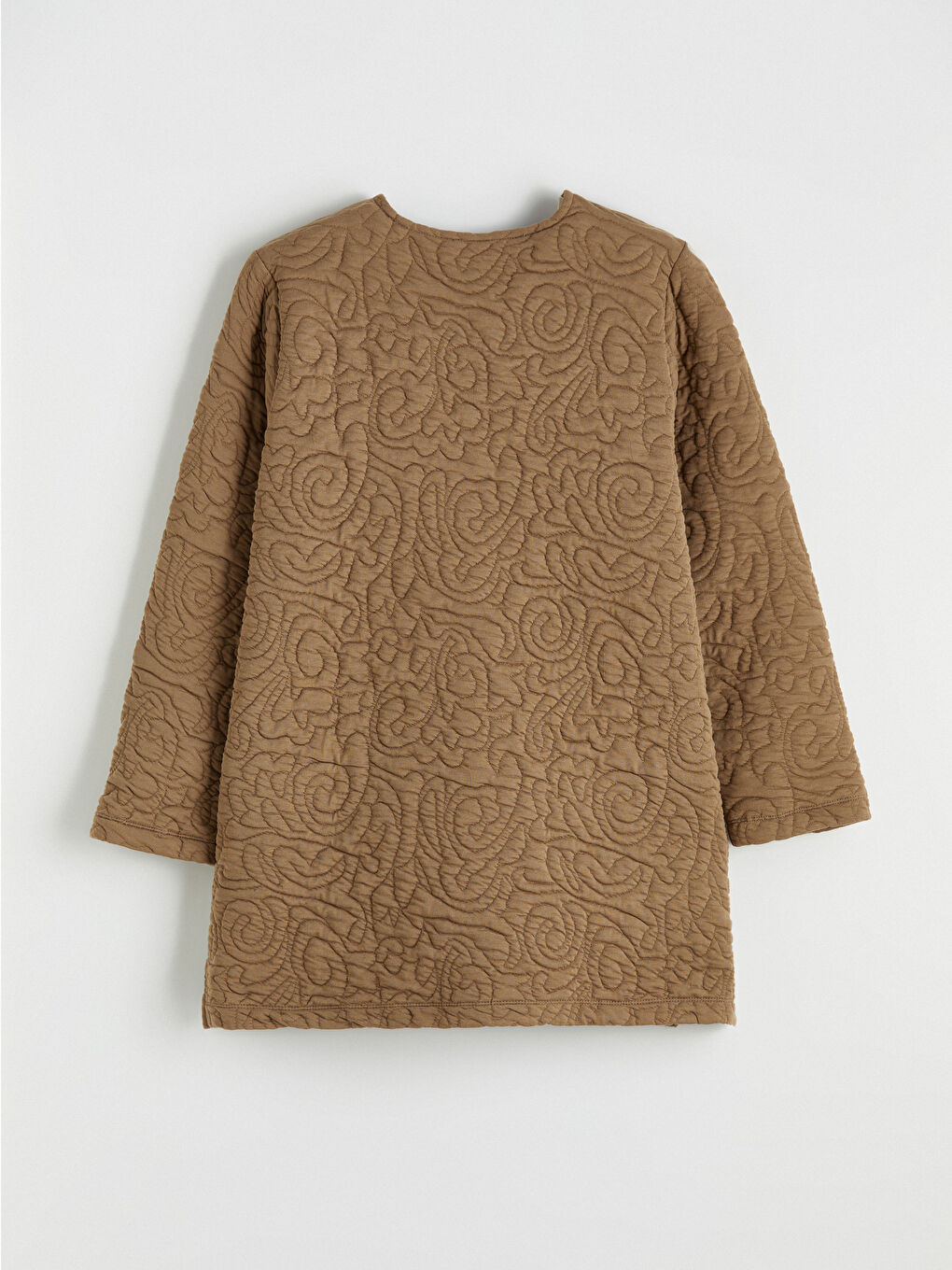 Bej V Yaka Kendinden Desenli Kadın Hırka-2