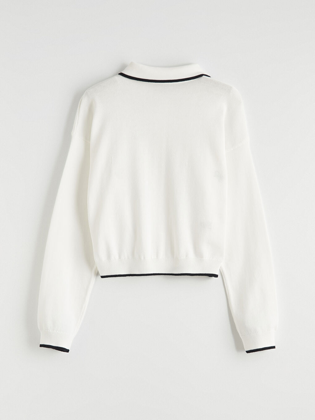 Ekru Polo Yaka Fiyonk Nakışlı Kız Çocuk Triko Hırka-2