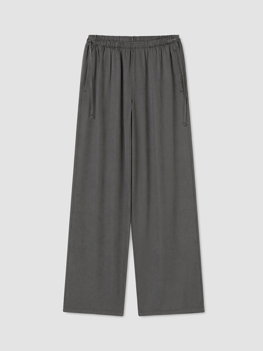 Gri Beli Lastikli Wideleg Kadın Jean Pantolon