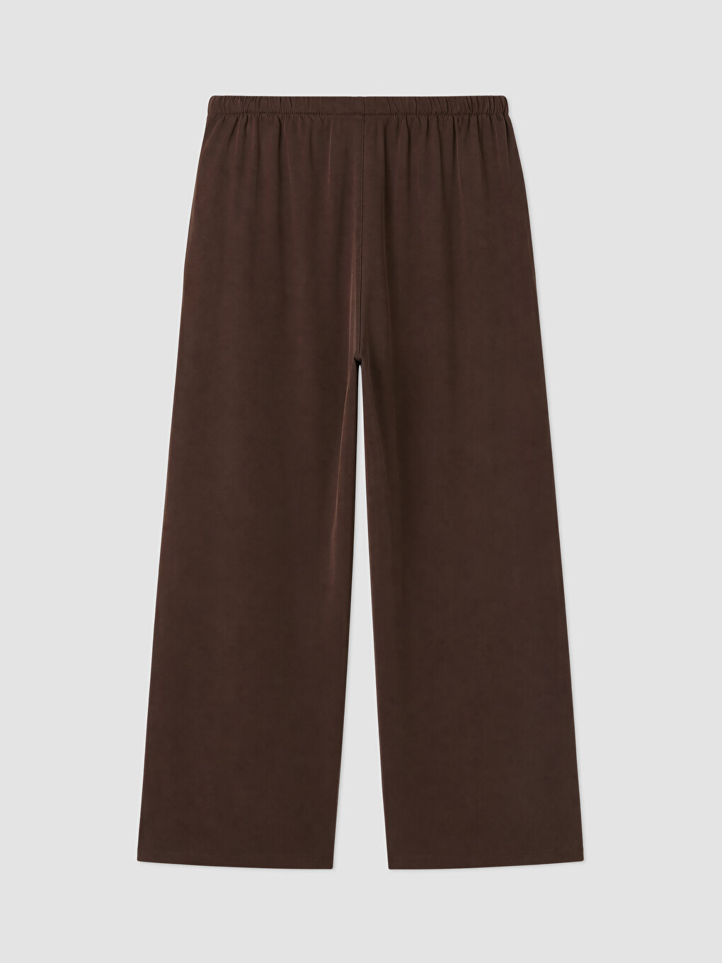 Kahverengi Beli Lastikli Wideleg Kadın Jean Pantolon-1