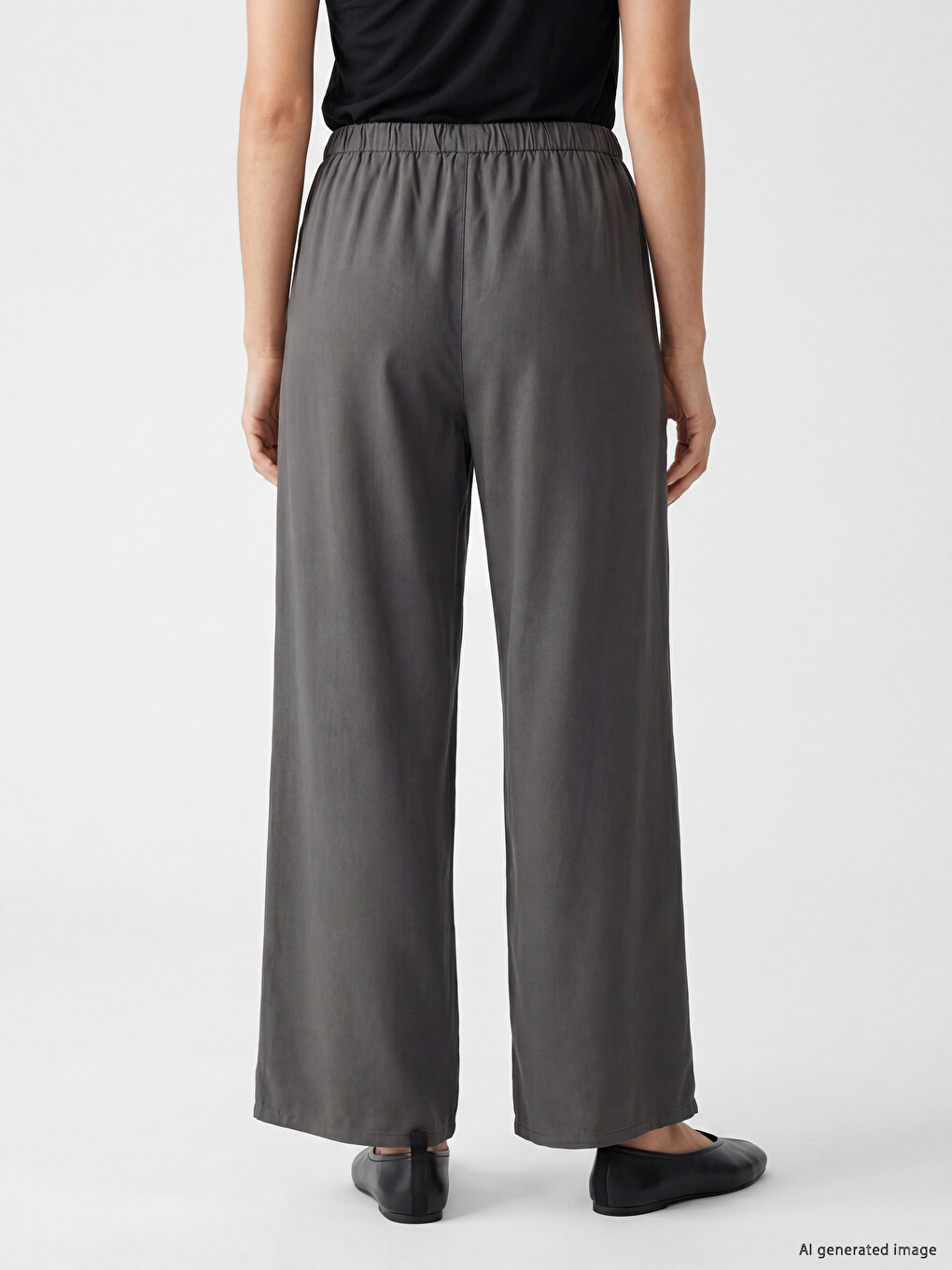 Gri Beli Lastikli Wideleg Kadın Jean Pantolon-3