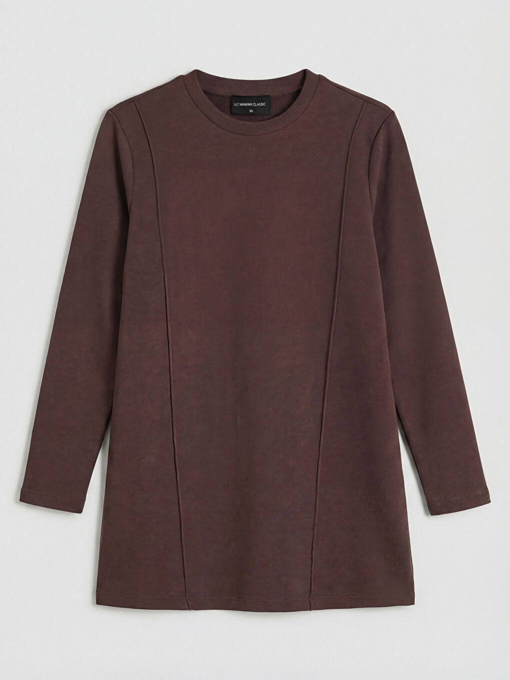 Kahverengi Bisiklet Yaka Kadın Sweatshirt Tunik	