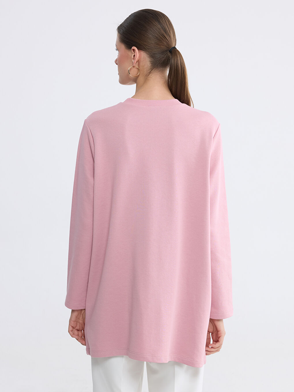 Lila Bisiklet Yaka Kadın Sweatshirt Tunik	-3