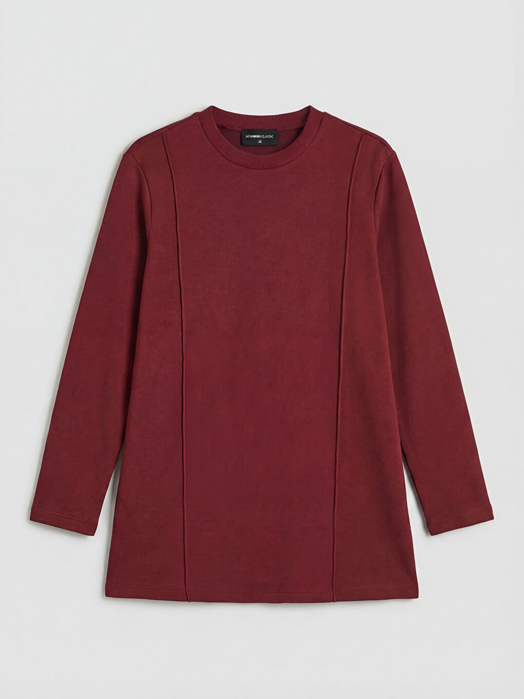 Bordo Bisiklet Yaka Kadın Sweatshirt Tunik	-4