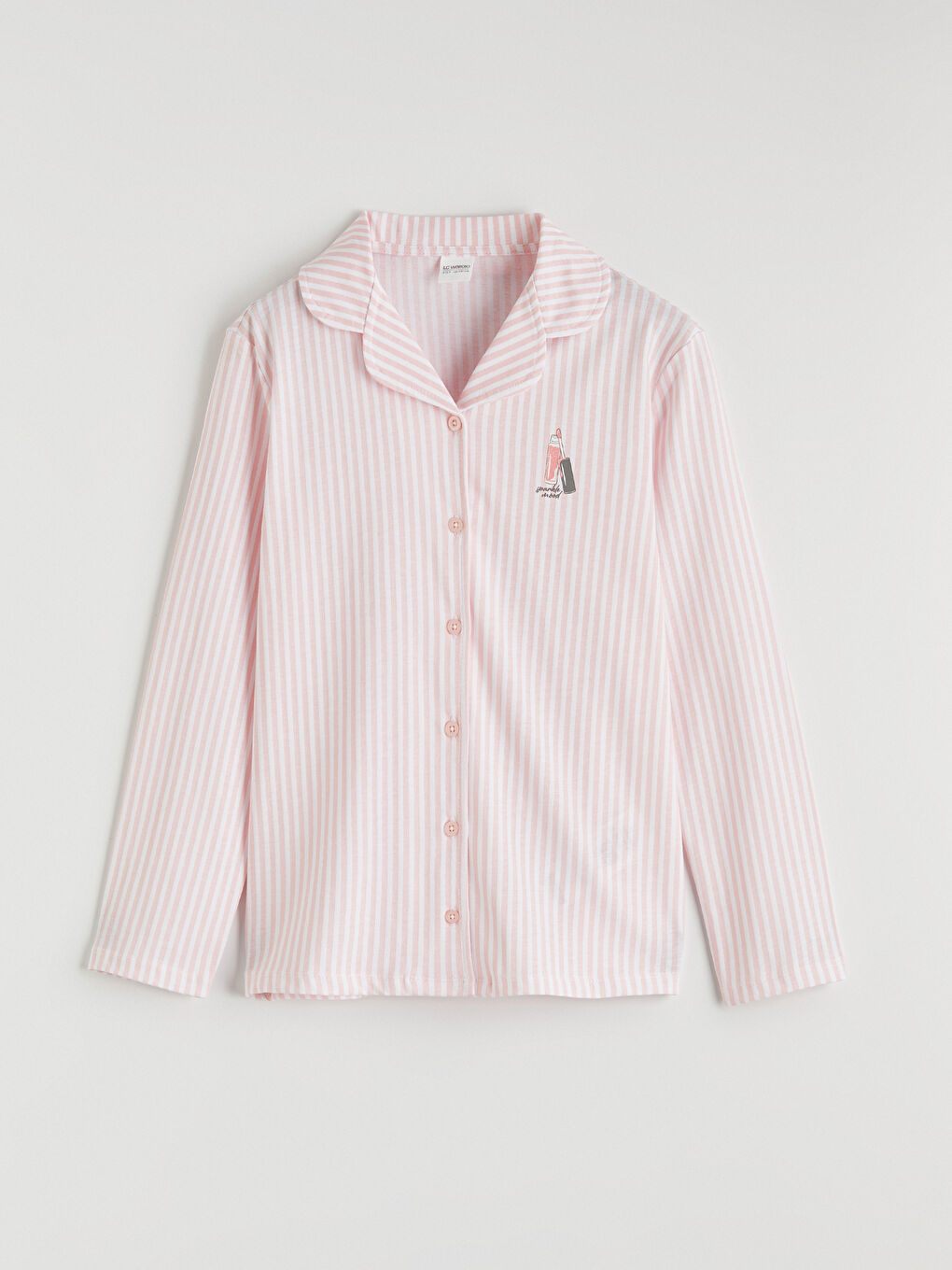 Pembe Gömlek Yaka Kız Çocuk Pijama Takım-1