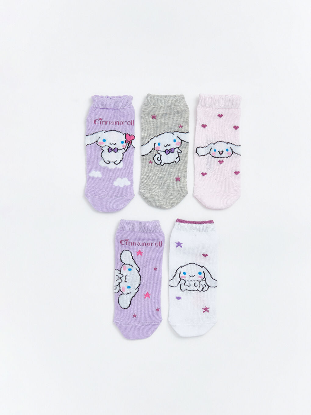 Lila Cinnamoroll Baskılı Kız Çocuk Patik Çorap 5'li