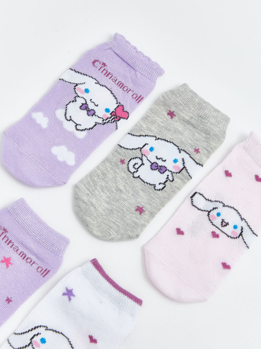 Lila Cinnamoroll Baskılı Kız Çocuk Patik Çorap 5'li-1