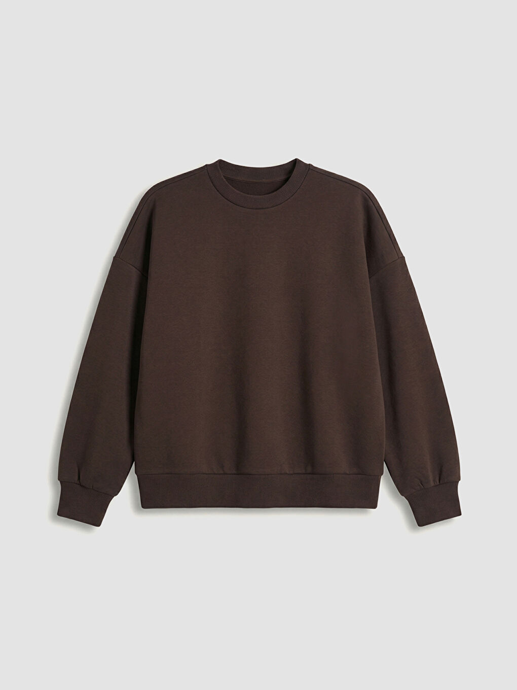 Kahverengi Bisiklet Yaka Oversize Kadın Sweatshirt-4