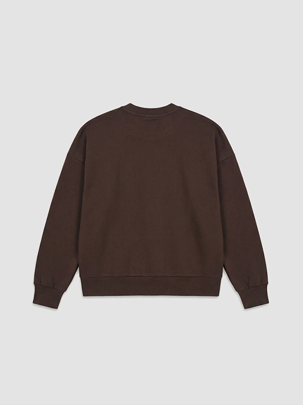 Kahverengi Bisiklet Yaka Oversize Kadın Sweatshirt-5