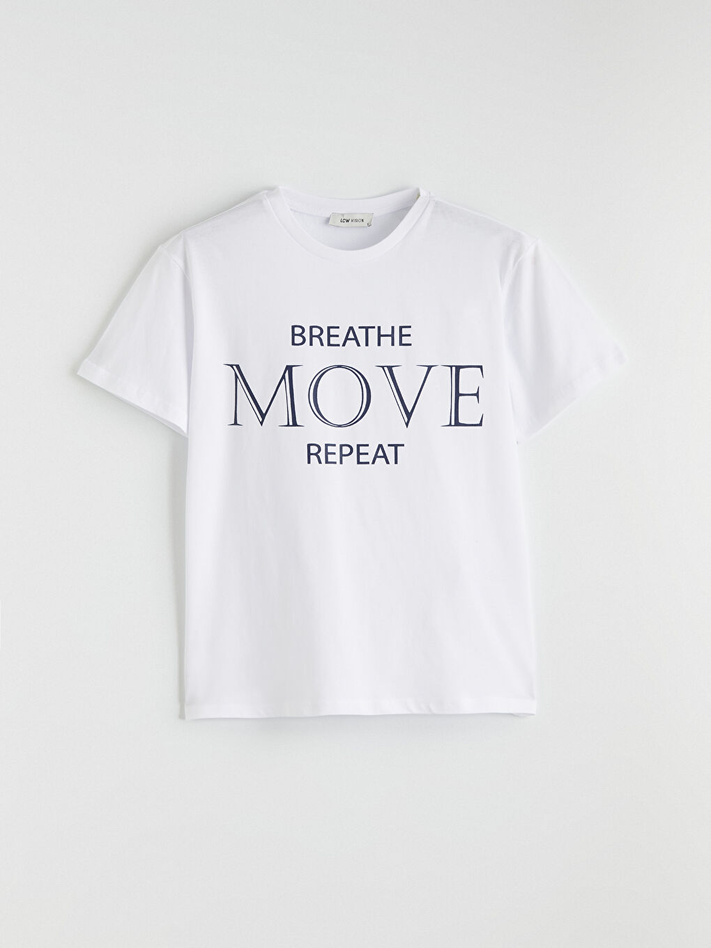 Beyaz Bisiklet Yaka Baskılı Kadın Spor Tişört	-4